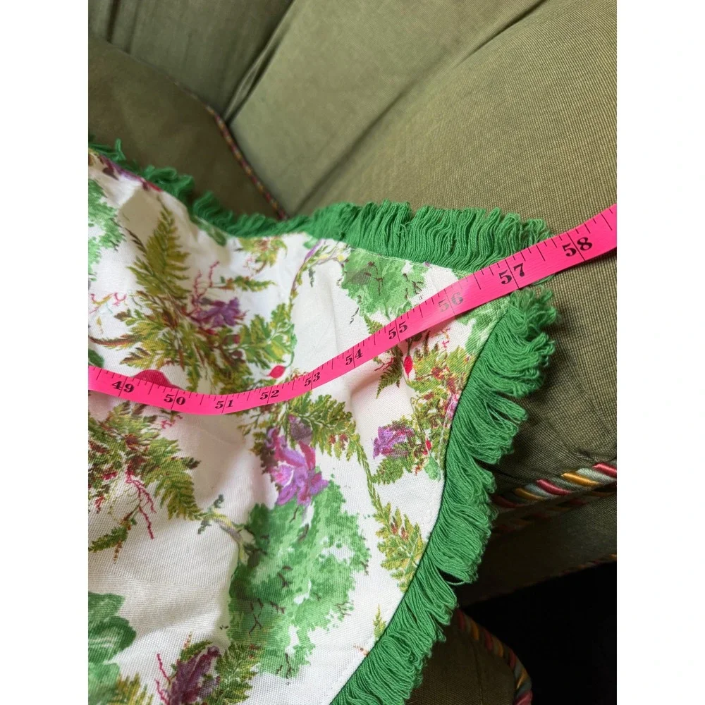 Nishat Botanical‎ Table Runner Radish Fern Green Fringe Reversible 56x14 Boho